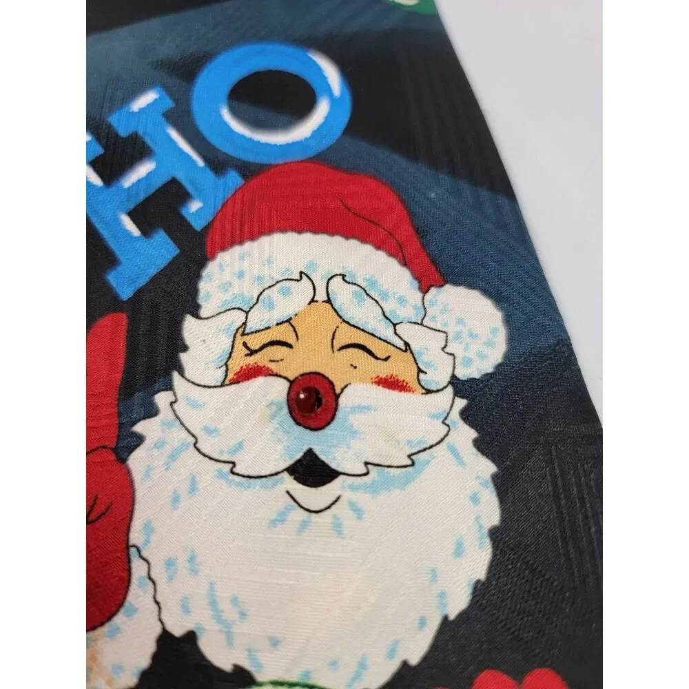 Unbranded Santa Claus Ho Ho Ho Christmas Tie Mens Black Red Novelty Holiday